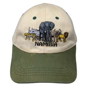 CAP Namibia Big Five Animals Baseball Cap Beige Green One Size Slideback Hat